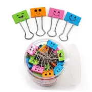 Smiling Binder Paper Clips - 40 Pcs 19mm Mini Colored Metal Fun Clip Clamps