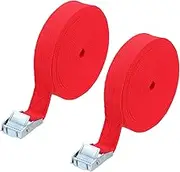 uxcell 1" x 30 ft Lashing Strap with Buckles, 2 Pcs Cam Buckle Tie Down Straps Adjustable Heavy Duty Secure Cinch Straps Up to 551 lbs for Cargo Kayak Bicycles, Red