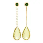 Claire Vessot Designs 14K Gold Plated Choice of Pear Shape Gem Drop Earrings