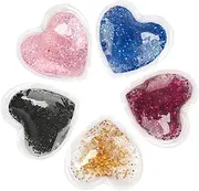 MERRYHAPY Eye Fatigue Relief 5pcs Reusable Gel Eye Pads Cold Hot Therapy Patches under Eye Gel Pads Ice Eye Patch for Puffy Eyes Glitter Heart Design