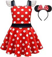 Dressy Daisy Baby Toddler Girls Polka Dots Fancy Dress Halloween Costume Birthday Party Outfit with Mouse Ears Hair Hoop Size 12 Months to Size 8