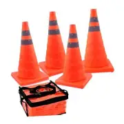 4 Pieces 18inch Telescopic Reflective Traffic Cones Pop up Cone Warning Cones