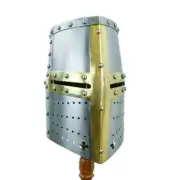 Medieval Knight Armor Crusader Templar Helmet with Mason's Brass Cross