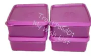 Tupperware Square Aways Mini Sandwich Keeper Box Purple Set of 4 New