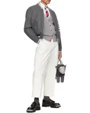 Thom Browne Straight Leg Tailored Trousers 1,3,5 white
