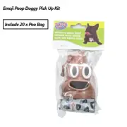 Pet Dispenser Dog Poo Puppy Pick Up Waste Bags Emoji Poop Holder Pouch Clean Bag