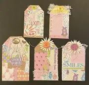 # 2663 LOT OF 5 HANDMADE EASTER TAGS EPHEMERA JUNK JOURNAL SCRAPBOOK - TONYA