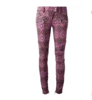NWT Balmain Mix Print Moto Biker Denim Jeans EUR 38