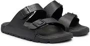 [HUGO BOSS] BOSS Men's Surfley Sand All-Gender Textured Material Mix Sandals with Two Straps Size, Black 1, 8.5 AU