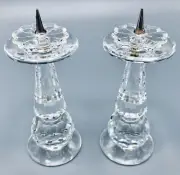 Swarovski Crystal Pin Style Pillar Candle Holder 7600 119 000 Set of Two 3.5"