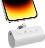 Baseau Mini Power Bank 6000mAh PD 20W Fast Charging Built-in Plug for iPhone Ultra-Compact Pocket Charger Cute Battery Pack Portable Power Bank Compatible with iPhone 14/13/12 Airpods and More(White)