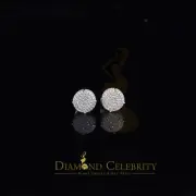 925 Sterling White Silver Round Screw Back Cubic Zirconia Stud Earrings