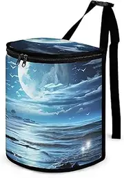 VFMKT Car Trash Can with Lid Reusable Waterproof Car Trash Bag Hanging Vehicle Garbage Moon OverCar Multipurpose Storage Box for Vehicle Travel Camping Picnicing