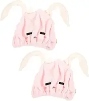 WOFASHPURET 2PCS Cute Kawaii Hair Drying Cap Super Absorbent Microfiber Hair Towel for Quick Dry Turban for Comfortable Soft Accessories