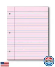 School Smart 3-Hole Punched Filler Paper, 8-1/2 x 11 Inches, Pink, 100 Sheets