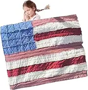Ylnailky Flag Quilt | Patriotic Stars and Plaid Flag Duvet Cover - Breathable Soft Handcrafted Bed Throws for Country Patriot, Camping, Picnics