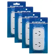 4x10A Mains Power Twin/Double Adaptor Slim Left Powerpoint Wall Plug Adapter WHT