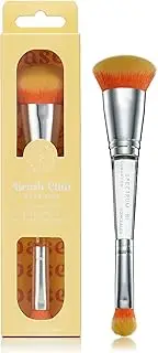 Spectrum Collections Brush Club Double Ended Face Make Up Brush, Spectrum Dual Makeup Brush for Foundation and Concealer Buffing with Hypoallergenic Bristles, Yellow Orange Duo Makeup Brush