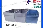 IKEA DRONA Set of 3 Box Blue Storage Organiser Wardrobe Laundry Media Office