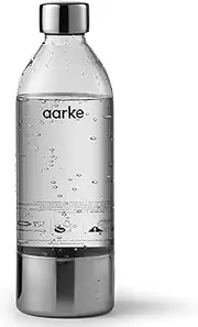[aarke] Carbonator II Water Carbonator PET Bottle 1 Litre Compatible with SodaStream Stainless Steel Elements for Soda Sparkling Water Silver