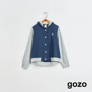【gozo】MOMO獨家款★限量開賣 gozo三次方撞色連帽棒球外套(兩色)