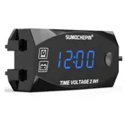 Motorcycle Multi-Functional 2 In 1 Digital Display Voltmeter + Electronic Clock 6-30V Ip67