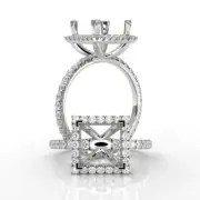 Diamond Engagement Princess Shape Proposed Halo Ring Platinum 950 Semi Mount 1Ct