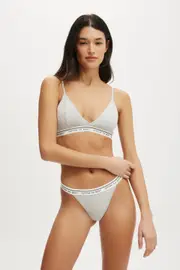 [Body] Body - Branded Cotton Cross Over Bralette - Grey marle S GREY MARLE