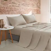 CleverPolly Vintage Washed Microfibre Sheet Set Linen (Single, King Single, Double, Queen, King)
