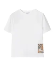 check-print label cotton T-shirt 8Y,6Y,12Y,10Y WHITE