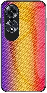 Compatible with Oppo A17 4G Case,Anti-Drop 2 in 1 (PC Glass Back Panel+TPU) Phone Case Cover Glod