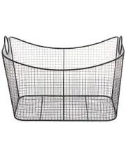 Peyton Lane Metal Open Frame Wire Grid Storage Basket With Curved Sides & Ring Handles