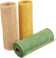 FRCOLOR 3pcs Decorative Burlap Mesh Ribbon Rolls for Wedding Bouquets Wreaths Versatile DIY Crafting Party Decorations Floral Arrangements