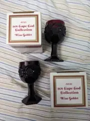 Avon 1876 Cape Cod Collection Lot of 4 Ruby Red Wine Goblet 4 1/2 "
