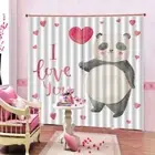 Lovely Panda Love Printing 3D Blockout Curtains Fabric Window Home Decor