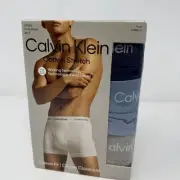 New 3 Calvin Klein Medium Cotton Stretch Trunks Boxer Briefs White Classic Fit