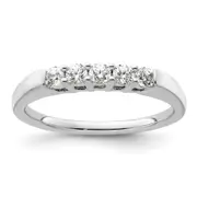 0.33ct. CZ Solid Real 14K White Gold 5-Stone Wedding Band Ring