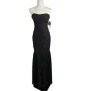 NWT Aidan Mattox Black Strapless Lace Formal mermaid bodycon Gown