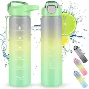 Sports Water Bottles with Straw, [Leak Proof] Sports Water Bottle with Motivatio