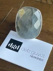 HSN Deb Guyot 925 Silver Large Labradorite Ring Size 8