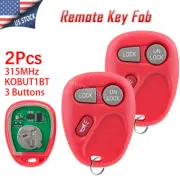 2 for GMC Sonoma Yukon Sierra 1500 2500 3 Button Keyless Remote Car Key Fob Red