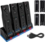 4-In-1 Charging Station for Wii&Wiiu Remote Controller with 4 Rechargeable Batte