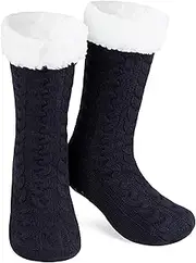 [CityComfort] Cuddly Socks Women's Fluffy Warm Stopper Socks with Fleece Lining and ABS Sole, One Size