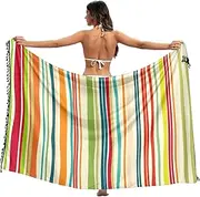 [RPLIFE] Vertical Wavy Lines Pastel Colors Orange Swim Suit Sarongs, Summer Pool Bathing Suit Sarong Women, Large, Vertical Wavy Lines Pastel Colors Orange, Medium