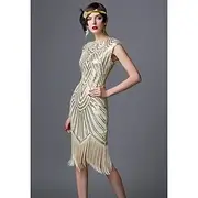 Roaring 20s 1920s Cocktail Dress Knee Length Flapper Dress Dress Halloween Costumes Juliet Sleeve The Great Gatsby Charleston Sequins Embroidered Women's Weddi