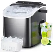 Countertop Ice Maker, Self-Cleaning Portable Ice Maker Machine with Handle