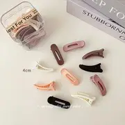 Set of 10: Acrylic Hair Clips EN0634 - Duckbill Clip - 10 Pcs - Multicolor - Beige & Black & Brown - One Size