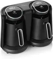 Arzum Okka Minio Duo OK006-K Turkish Coffee Machine, 1-8 Cup Capacity, Washable Coffee Pot, Acoustic Alarm System, Compact Design, 880 W Power, Black/Chrome