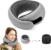 Travel Pillows for Airplanes, Memory Foam Travel Neck Pillow, JOMWEN 360° Support Ergonomic Design Pillows for Airplanes,Offices and Cars (Grey)