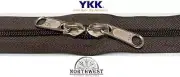 YKK Nylon Coil Zipper Tape # 8 Walnut 50 yards with 100 Nickle Zipper Sliders